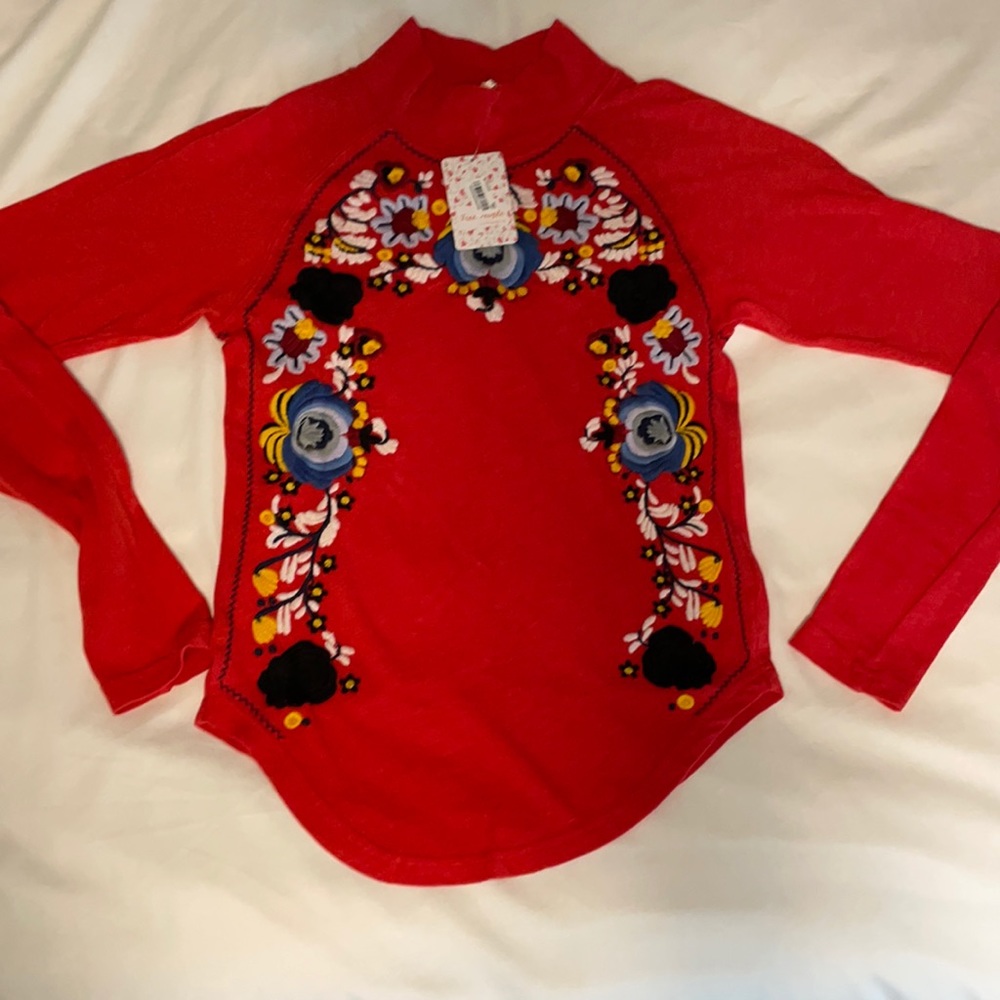 Free People Mach turtleneck with embroidery